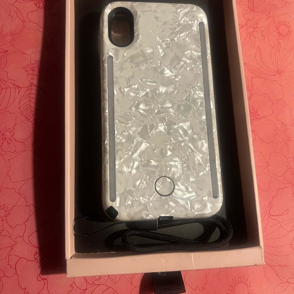 New Duo Selfie Phone Case, Front & Back LED Lighting-White Glossy